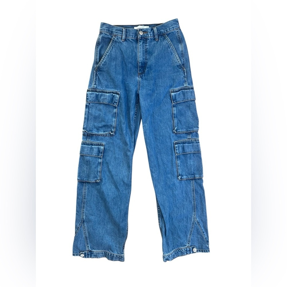 Demin Forum 90s Millie Hi-Rise Grunge Cargo Utility Medium Wash Relaxed Jeans - Picture 6 of 15
